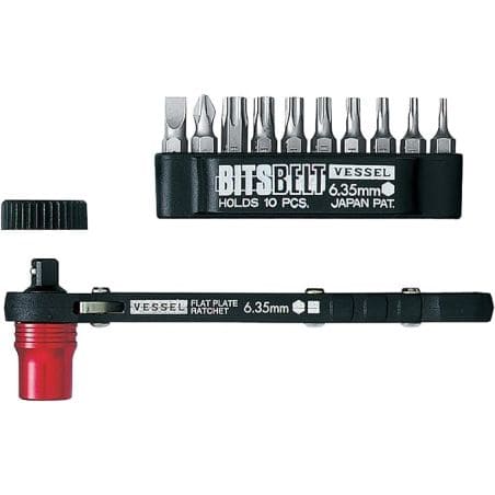 Cliquet 1/4" pour embout et douille + 10 embouts VESSEL