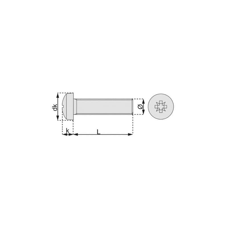 Vis métaux tête cylindrique large pozidriv Acier zingué blanc