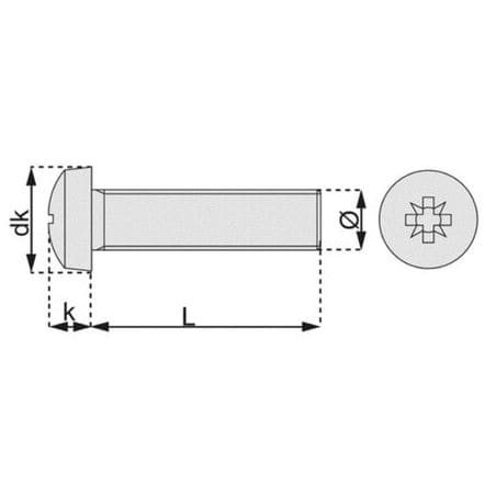 Vis métaux tête cylindrique large pozidriv Acier zingué blanc