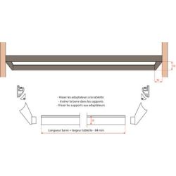 Supports latéraux inclinés pour tube penderie utilisable avec tablette fixe cadre alu YE80GMRA00533B SALICE