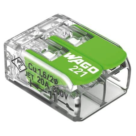 Borne Wago à levier série 221 Green 4 mm²  WAGO