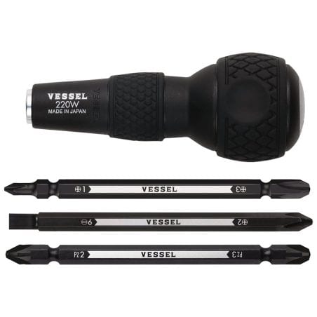 Tournevis porte-embout + 3 embouts double empreinte VESSEL