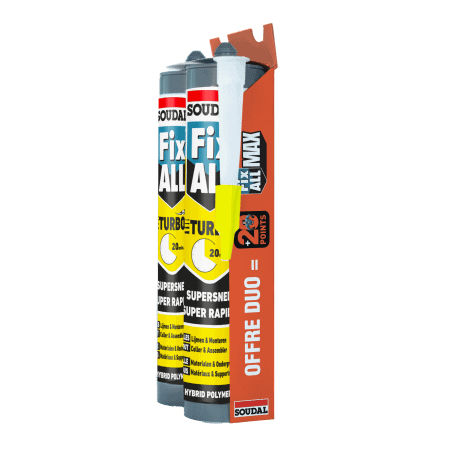 Colle MS polymère FIX all Turbo DUO PACK blanc 2X290ml SOUDAL