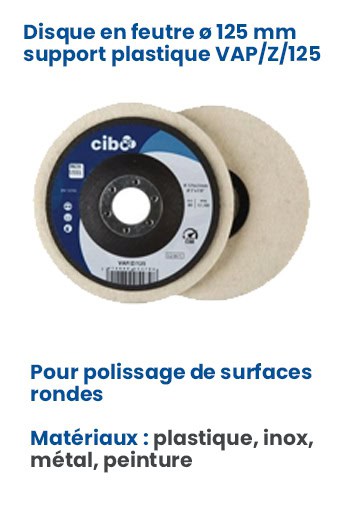 Disque en feutre ø 125 mm support plastique CIBO VAP/Z/125