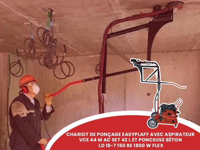 Chariot de ponçage EASYPLAFF avec aspirateur VCE 44 M AC SET 42 L et ponceuse béton LD 18-7 150 RE 1800 W FLEX 920170